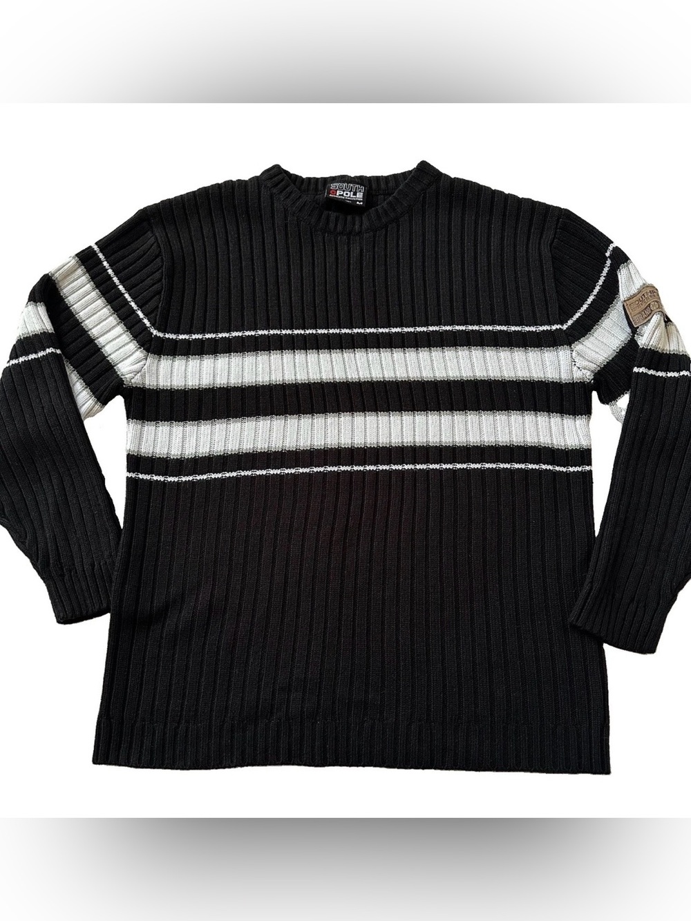 VTG Southpole Striped Sweater Black White Hip Hop Skater 90’s Grunge Y2K Men’s M